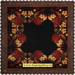 تصویر رومیزی مربع مخمل کوبیده کد ۲۳ گل و مرغ 