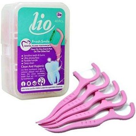 تصویر نخ دندان کمانی لیو بسته 40 عددی Lio Lio Dental Floss/Toothpick-50 Pcs