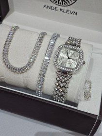 تصویر ست ساعت و دستبند نگینی زنانه 