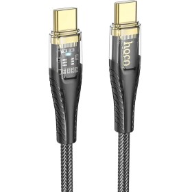 تصویر کابل شارژ 60 وات هوکو مدل U121 با سری تایپ سی تو تایپ سی HOCO U121 Type-C to Type-C Gold standard Transparent Discovery Edition 60W charging data cable