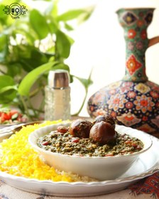 تصویر چلو خورش قرمه سبزی گیاهی 