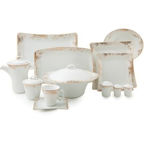 تصویر سرویس چینی زرین 12 نفره کامل کلودیا وینچی (97 پارچه) Zarin Iran Vinci-Elise Claudia 97 Pieces Porcelain Dinnerware Set