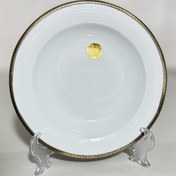 تصویر خورشت‌خوری چینی لمونژ گرد فریم‌خالی مناسب سرو خورشت و دسر 