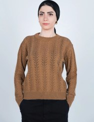 تصویر بافت آستین بلند یقه گرد زنانه 