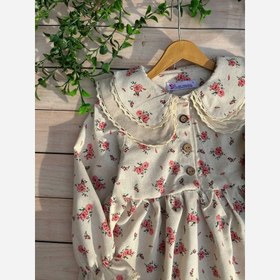 تصویر پیراهن دخترانه گل گلی آستین بلند 