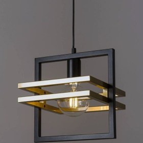 تصویر لوستر مدرن A197 - مشکی_طلایی / تک شعله 