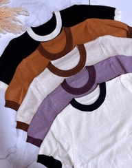 تصویر بلوز بافت پاییزی آستین کوتاه اورجینال 