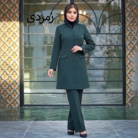 تصویر ست مانتو و شلوار اداری مدل مرجان با پارچه مازراتی 