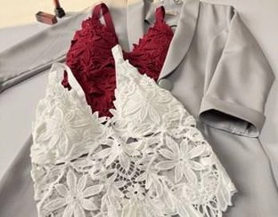 تصویر کراپ مجلسی دانتل سایز ۱ رنگ سفید، کرم، زرشکی و مشکی 