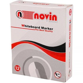 تصویر ماژیک وایت برد نوین نوک تخت Novin بسته 12 عددی Novin White Board Marker Pack of 12