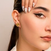 تصویر گوشواره میخی ونکلیف استیل رنگ طلایی ۱۵ میل 