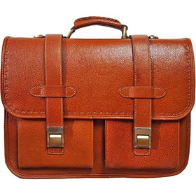 تصویر کیف لپ تاپی و اداری چرم طبیعی گاوی مدل کوروش - مشکی Cow leather laptop and office bag KOOROSH model