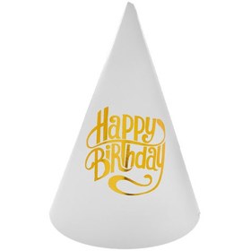 تصویر کلاه طلاکوب هپی سفید - مرکز پخش عمده لوازم جشن و تولد | تولده 