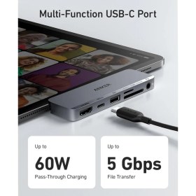 تصویر هاب 6 پورت انکر مدل Anker 541 USB-C Hub 6-in-1 A8363HA1 با گارانتی 18 ماهه شرکتی 