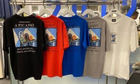 تصویر تیشرت یقه گرد استین کوتاه اورجینال ترک برند 2512 مدل پیکاسو - آبی / 2512 T-SHIRT PICASSO BASKILI