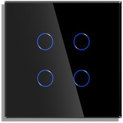 تصویر کلید لمسی چهار پل Livolo تویا شیشه ای مشکی Zigbee کلید لمسی چهار پل تویا شیشه ای مشکی Zigbee