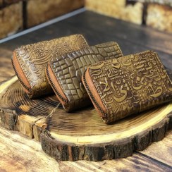 تصویر جاکارتی چرم طبیعی دوزیپ طرح شعر 