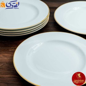 تصویر بشقاب پیش دستی چینی زرین ایتالیا اف طرح زرین لب طلایی سایز 19 