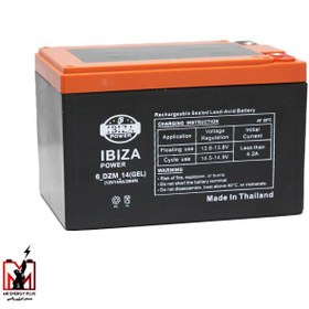 تصویر باتری 12 ولت 14 آمپر ساعت موتور سیکلتی ایبیزا ibiza مدل 12V14AH ساخت تایلند 