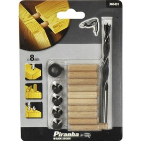 تصویر پک پین چوبی 8میلیمتر به پین و مته black and decker 