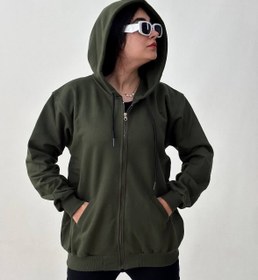 تصویر سویشرت زنانه بیسیک جیبدار رنگی 