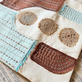 تصویر ست دو تایی کاور کوسن کلاژ پارچه 