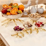 تصویر ست سرویس پذیرایی ۴ تکه لوتوس جنس آلومینیوم نقره ای طلایی 