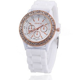 تصویر ساعت مچی زنانه نگین دار جنوا White 01 GENEVA WOMEN WATCH