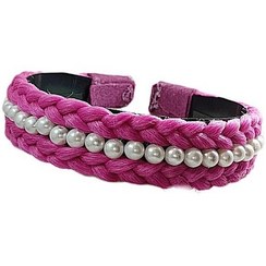 تصویر تل مو زنانه مدل بافت مرواریدی - مشکی 