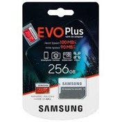 تصویر کارت حافظه microSDXC سامسونگ مدل Evo Plus همراه با آداپتور SD ظرفیت 256 گیگابایت با گارانتی مادام العمر 