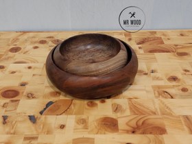 تصویر ست کاس چوبی دوتیکه چوب گردو قابل شستشو - گیاهی Washable double walnut wooden bowl set