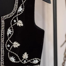 تصویر سخمه جواهردوزی طرح حاشیه کار نقره ای کد 1157 