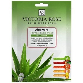 تصویر ماسک صورت ورقه ای آلوورا ویکتوریا رز 25میل VICTORIA ROSE Aloe Vera Face Sheet Mask 25ml