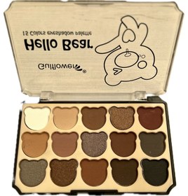 تصویر پلت سایه خرسی ۱۵ رنگ مات و شاین hello bear - ۱ 15 colors eyeshadow palette hello bear