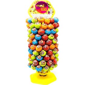 تصویر آبنبات چوبی آدامس دار موجی لولی ببتو باکس 120 عددی moji lolli moji lolli