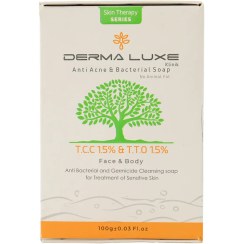 تصویر صابون ضد جوش تری کلوکربان 100 گرم درمالوکس Derma Luxe Anti Acne And Bacterial Soap 100g