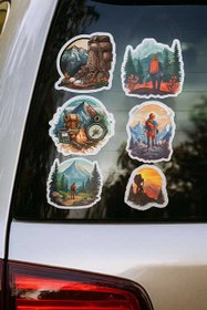 تصویر استیکر کوهنوردی و طبیعت‌گردی 6 عددی ضد آب 