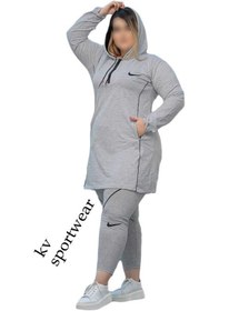 تصویر ست مانتو نیم زیپ شلوار ورزشی بیگ سایز زنانه NIKE NIKE womens big size half zip coat and sports pants set