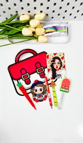 تصویر شانسی لوازم تحریر - صورتی 