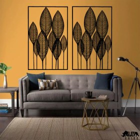 تصویر استیکر دیواری 2 تکه طرح برگ 