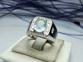 تصویر انگشتر نقره آکوآمارین اصل 