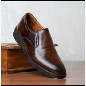 تصویر کفش چرمی مردانه رنگ قهوه ای سوخته - 40 Men's leather shoes