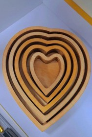 تصویر مزه خوری چوبی 5تیکه مدل قلب 