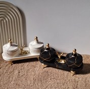 تصویر ست قندان و سینی شیاردار کد ۵۰۰ 