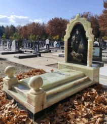 تصویر سنگ مزار مرمر سبز ،سنگ قبر لاکچری ،طرح خاطره کد54 