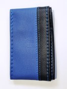 تصویر روکش فرمان دوختنی چرم مشکی آبی 