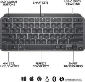 تصویر کیبورد لاجیتک مدل MX KEYS MINI ا Logitech MX Keys Mini Wireless Keyboard Logitech MX Keys Mini Wireless Keyboard