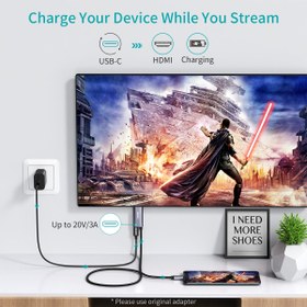 تصویر کابل USB.C به HDMI دارای قابلیت PD چویتک مدل XCH-M180GY کابل تبدیل Type C به HDMI