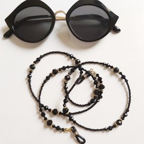 تصویر بند عینک مشکی کریستالی 