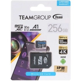 تصویر کارت حافظه microSDXC تیم گروپ مدل ELITE کلاس 10 استاندارد UHS-I U3 سرعت 100MBps ظرفیت 256 گیگابایت با گارانتی مادام العمر 